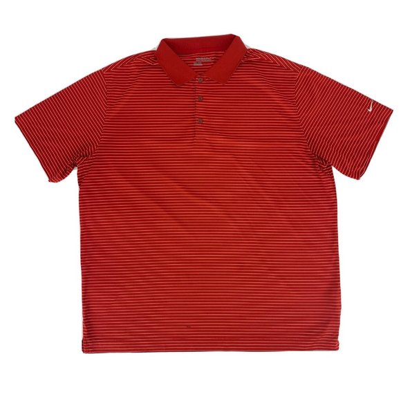 Men's Nike Golf‎ Dri-Fit Short Sleeve Polo Shirt Red with White Stripes XXL - Picture 1 of 10